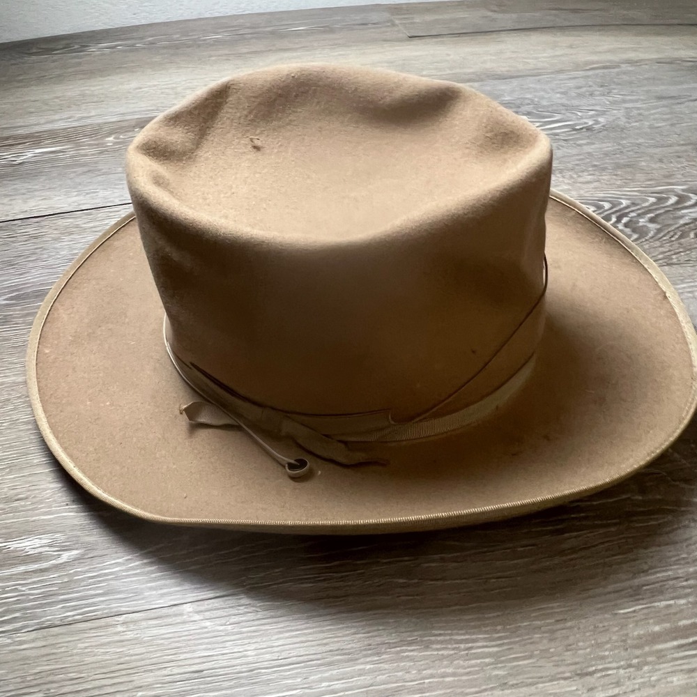 Martinelli Fedora Hat Mens Tan Beaver Blend Felt Made in Italy Vintage Wide Brim
